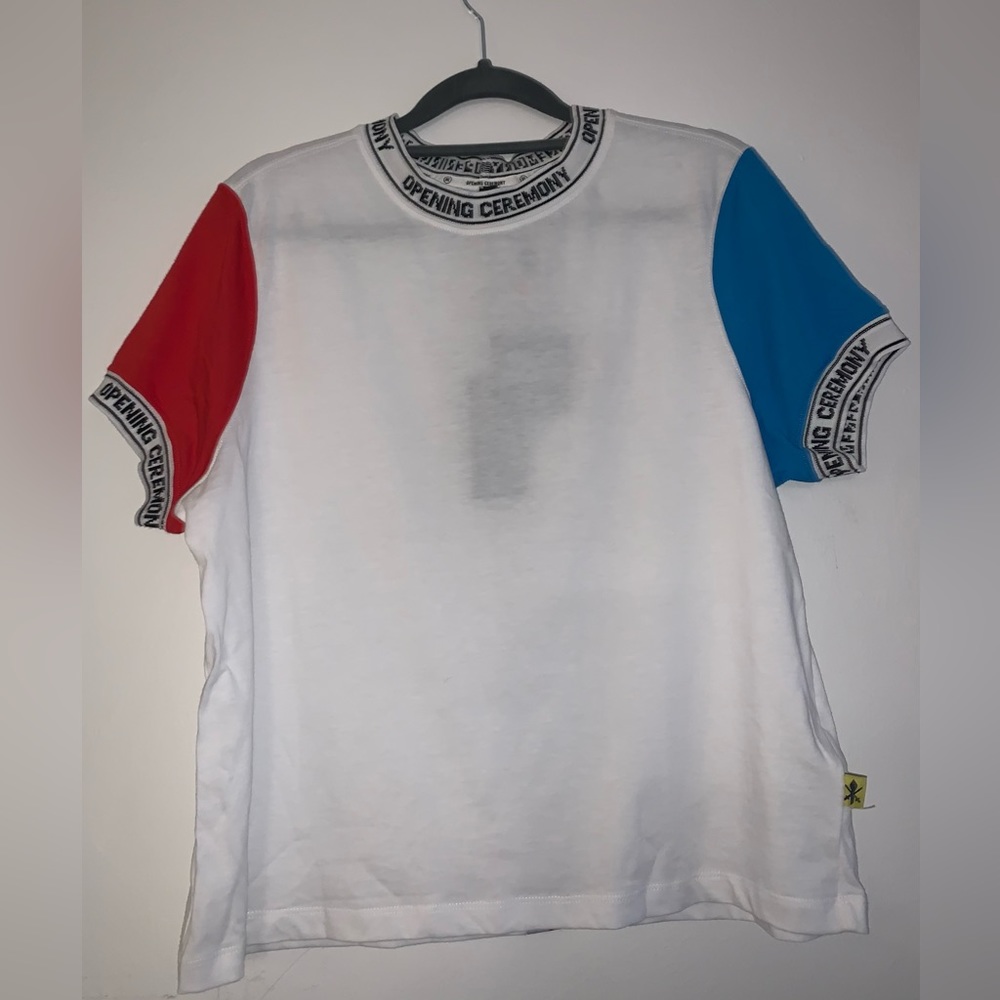 NWT Opening Ceremony - size M White  Blue and Red Limited Edition Banded T-Shirt